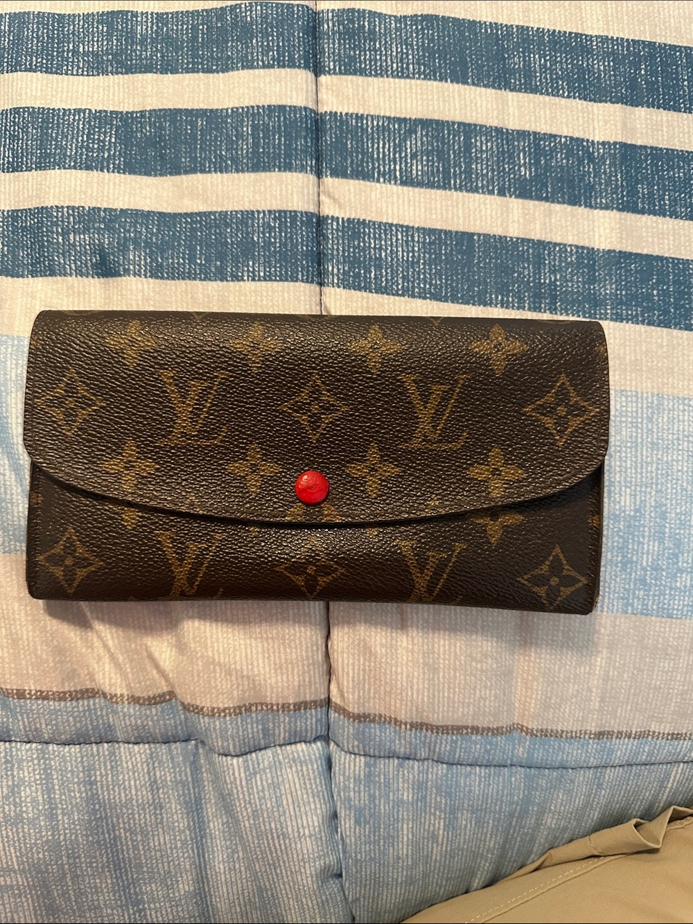 Louis Vuitton Monogram Wallet with Red Button